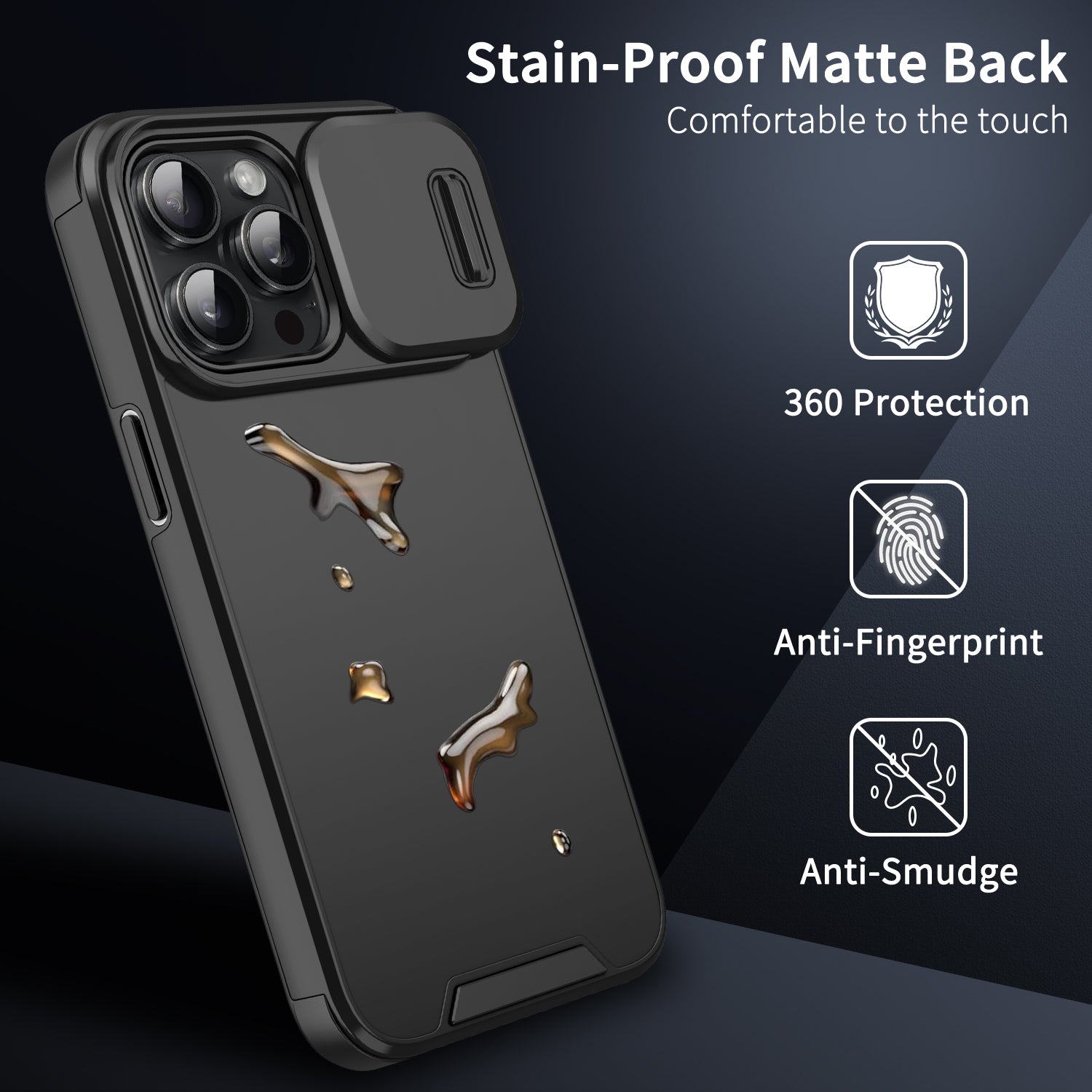 For iPhone 14 Pro Shockproof Case PC+TPU Back Phone Cover with Slide Camera Guard For iPhone 14 Pro Shockproof Case PC+TPU Back Phone Cover with Slide Camera Guard